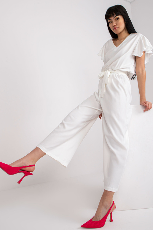 Ecru moteriškas kombinezonas su įrišimu