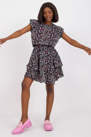 Juoda mini suknelė su gėlių... 2