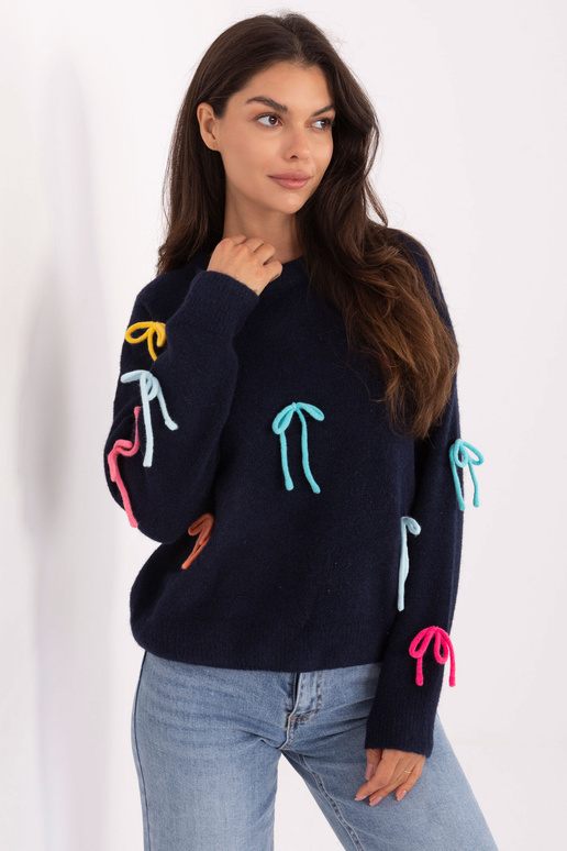 Tamsiai mėlynas megztinis