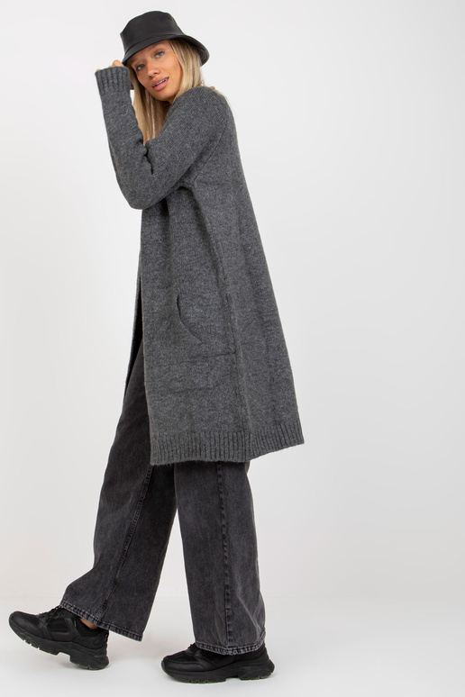 Tamsiai pilkas ilgas megztinis be...
