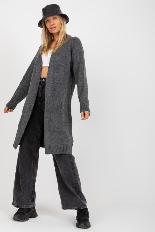 Tamsiai pilkas ilgas megztinis be...