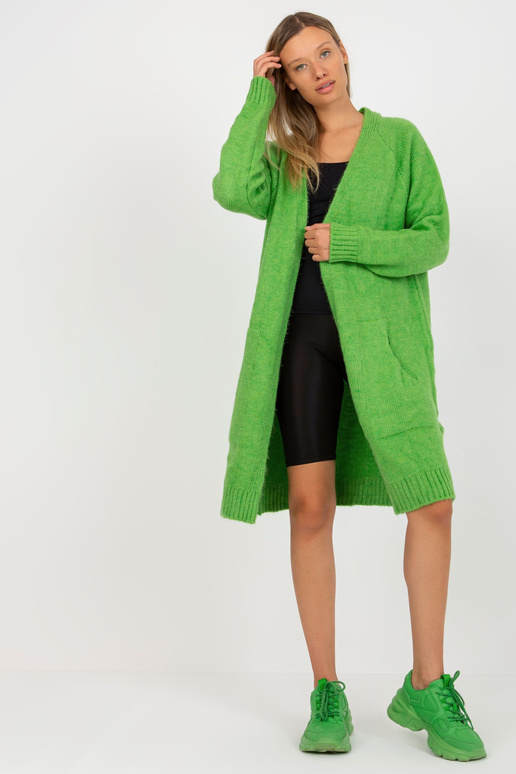 Šviesiai žalias laisvas megztinis su...