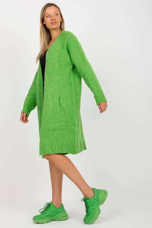 Šviesiai žalias laisvas megztinis su...
