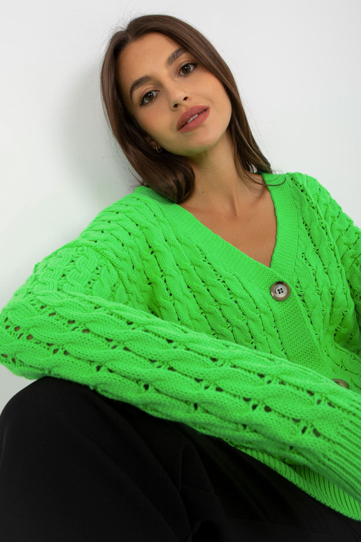 Fluo žalias ažūrinis megztinis su...