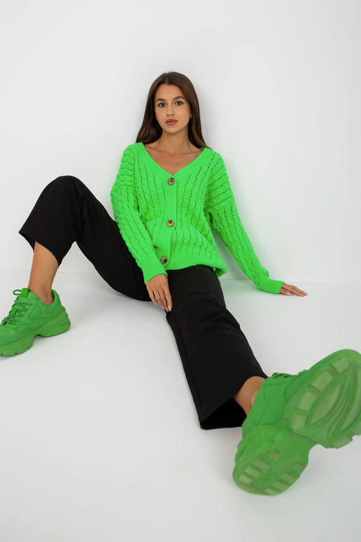 Fluo žalias ažūrinis megztinis su...