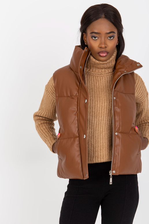 Ruda moteriška ekologiška odinė liemenė