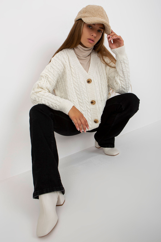 Ecru moteriškas megztinis su pynėmis...