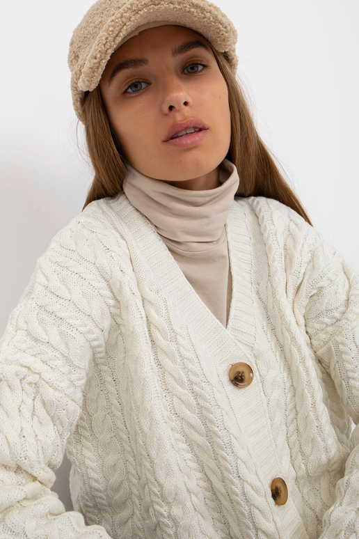 Ecru moteriškas megztinis su pynėmis...