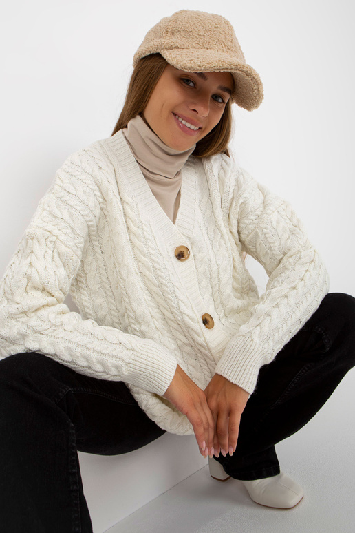 Ecru moteriškas megztinis su pynėmis...