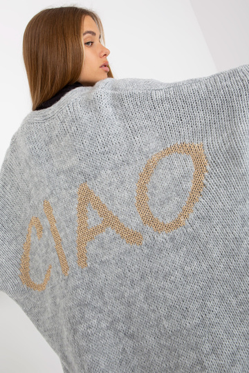 Pilkas laisvas megztinis su...