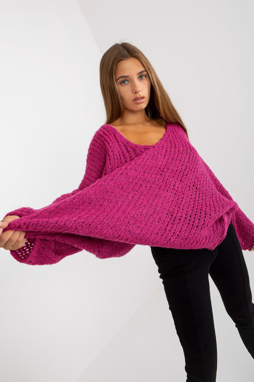 Fuksijos spalvos oversize megztinis...