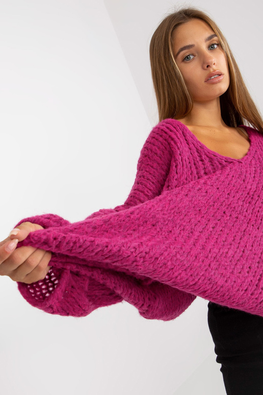Fuksijos spalvos oversize megztinis...