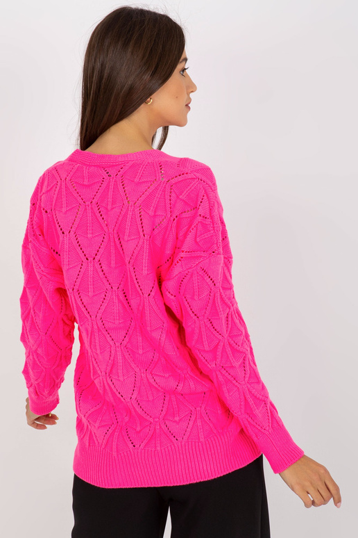 Fluo rožinis ažūrinis megztinis RUE...