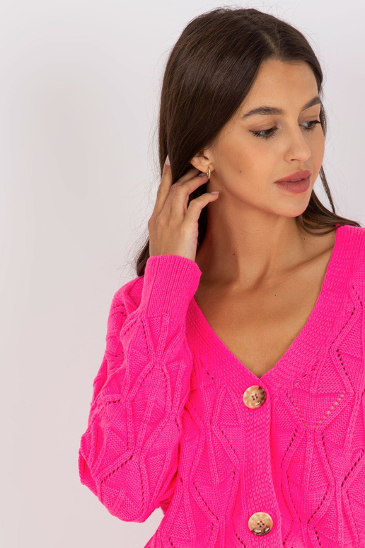 Fluo rožinis ažūrinis megztinis RUE...