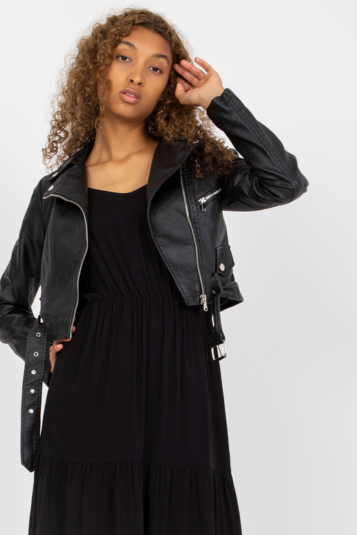 Juoda trumpa Ramone striukė su dirželiu