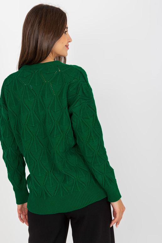 Tamsiai žalias ažūrinis megztinis su...