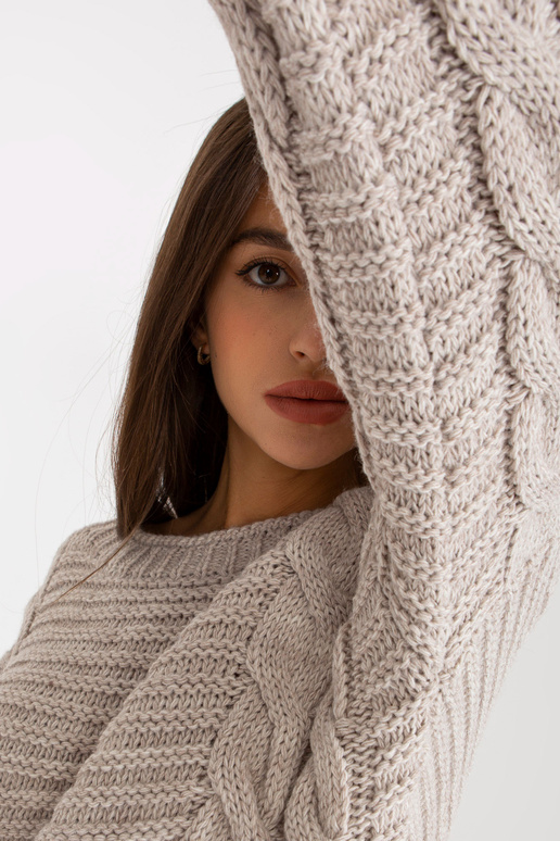 Šviesiai smėlio spalvos megztinis su...