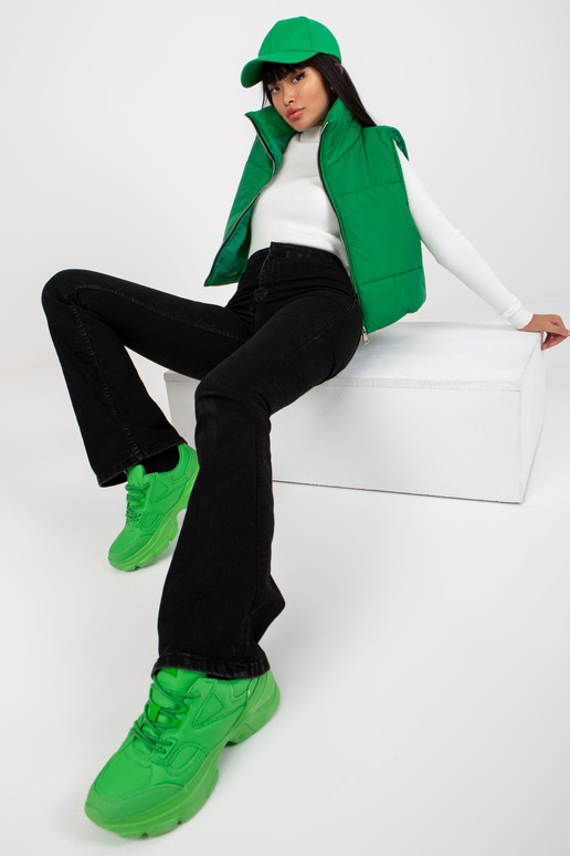 Žalia trumpa pūkinė liemenė su...