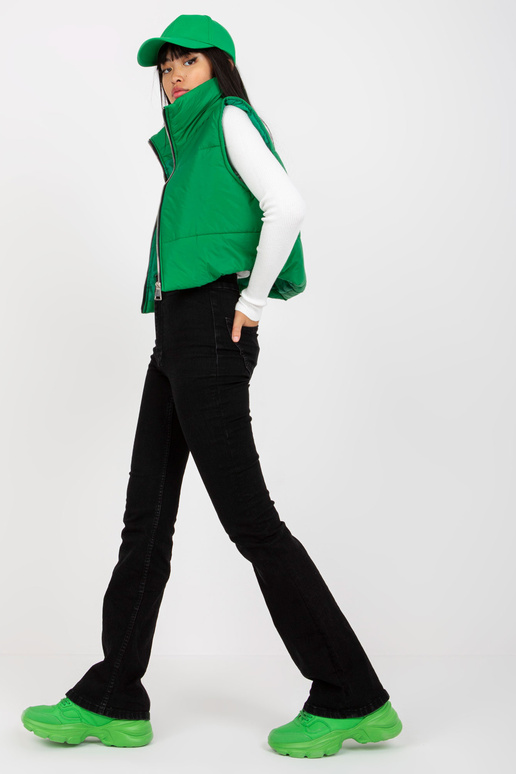 Žalia trumpa pūkinė liemenė su...