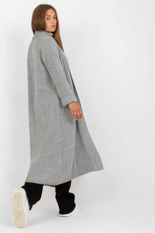 Pilkas maksi megztinis su kišenėmis...