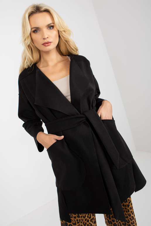 Schwarzer Dünner Mantel su Taschen... Schwarzer Dünner Mantel su Taschen...