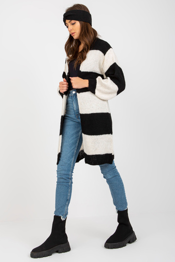 Ecru-juodas laisvas megztas...