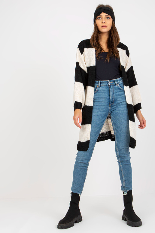 Ecru-juodas laisvas megztas megztinis... Ecru-juodas laisvas megztas megztinis...