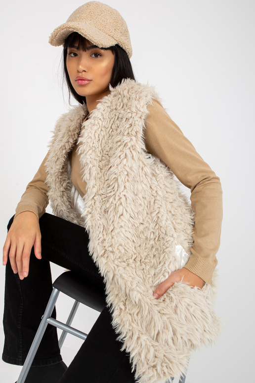 Hallie smėlio spalvos kailio liemenė