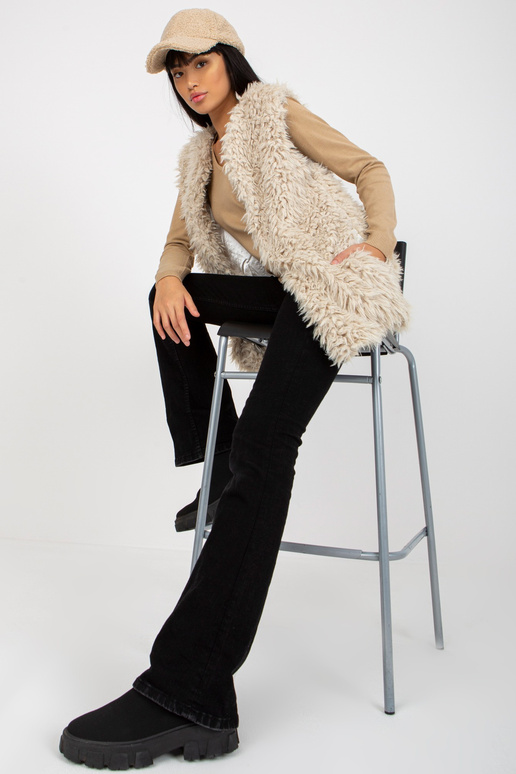 Hallie smėlio spalvos kailio liemenė