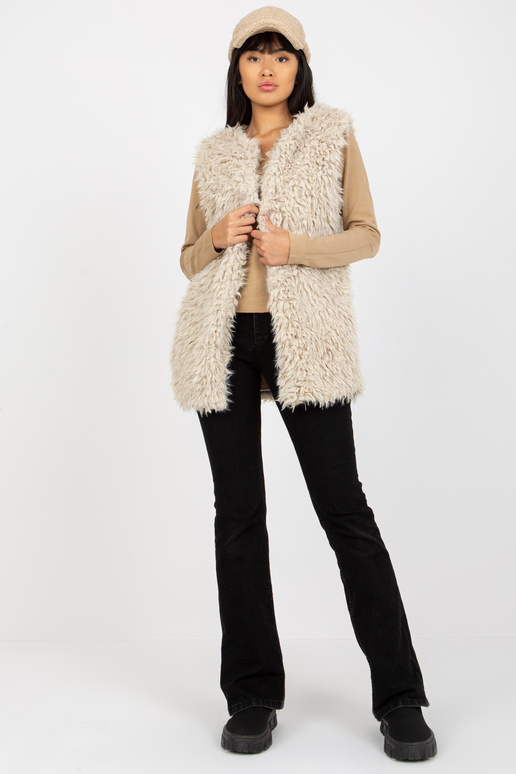 Hallie smėlio spalvos kailio liemenė