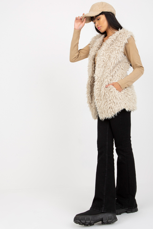 Hallie smėlio spalvos kailio liemenė