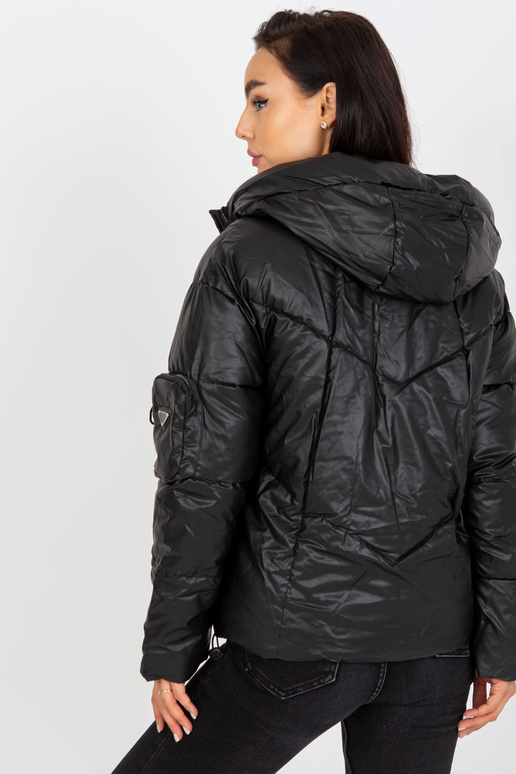 Juoda dirbtinės odos žieminė pūkinė...