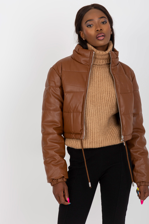 Ruda trumpa eko odos žieminė striukė