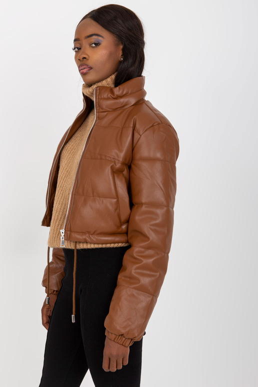 Ruda trumpa eko odos žieminė striukė