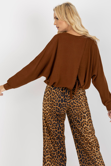 Braune lockere Bluse su Bindeband am Rücken OCH BELLA