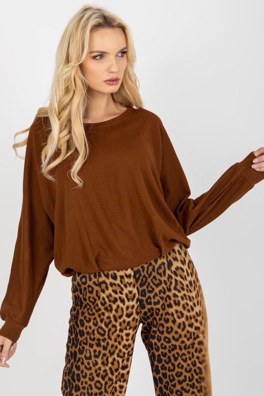 Braune lockere Bluse su Bindeband am...