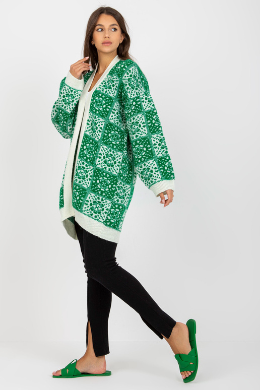 Baltas ir žalias moteriškas megztinis...