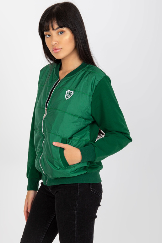 Tamsiai žalias dygsniuotas bomber...