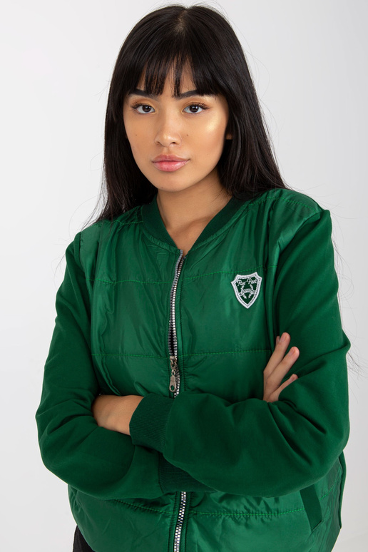 Tamsiai žalias dygsniuotas bomber...