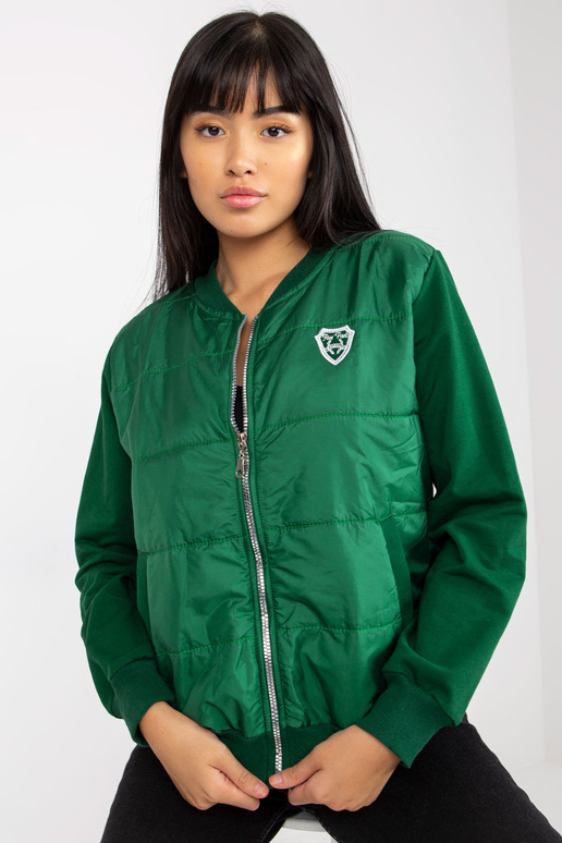 Tamsiai žalias dygsniuotas bomber...