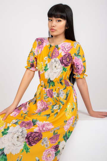 Geltona midi suknelė su...