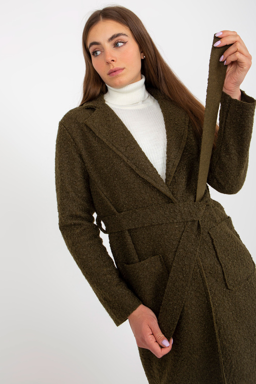 Khaki pliušinis maksi paltas su... Khaki pliušinis maksi paltas su...