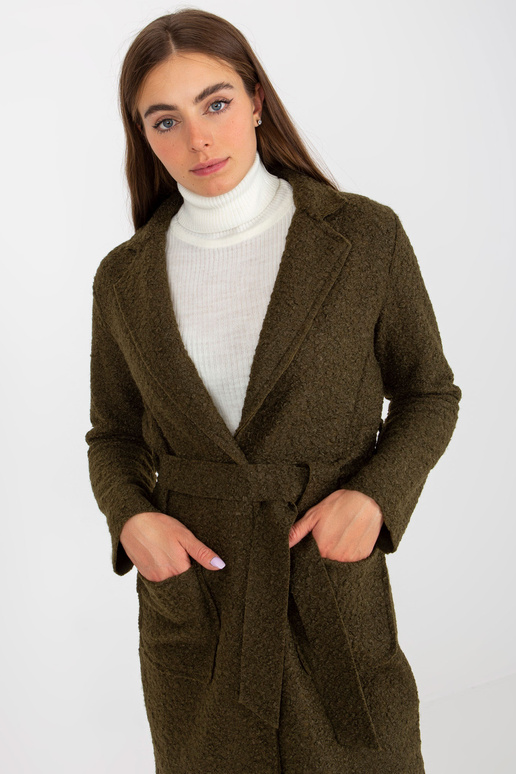 Khaki pliušinis maksi paltas su... Khaki pliušinis maksi paltas su...