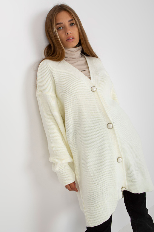 Ecru ilgas megztinis su...