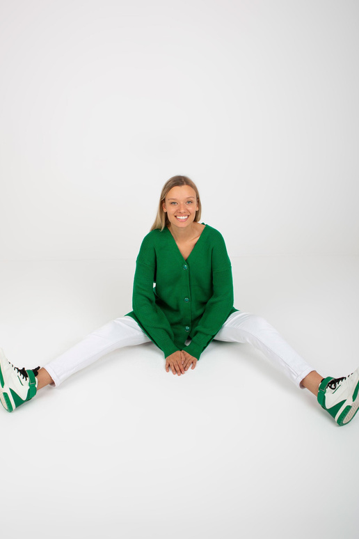 Žalias ilgas oversize kardiganas RUE...