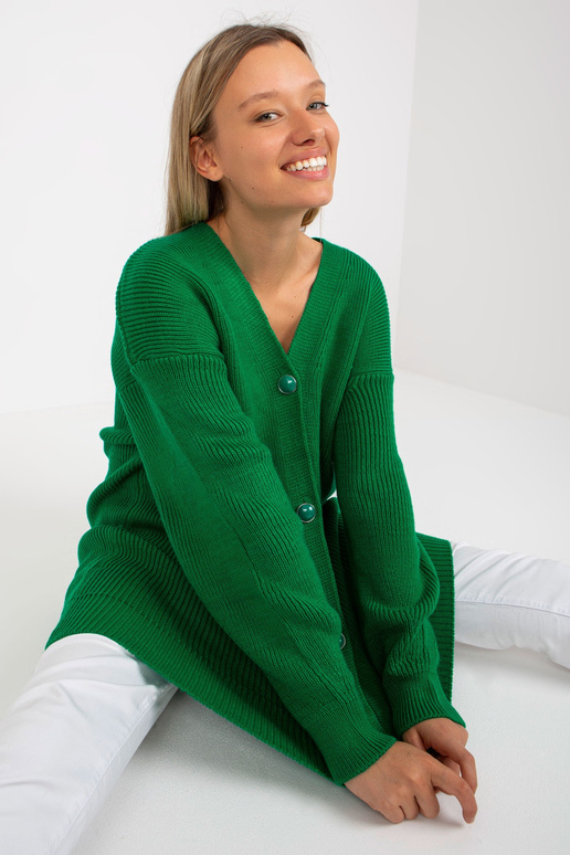 Žalias ilgas oversize kardiganas RUE...