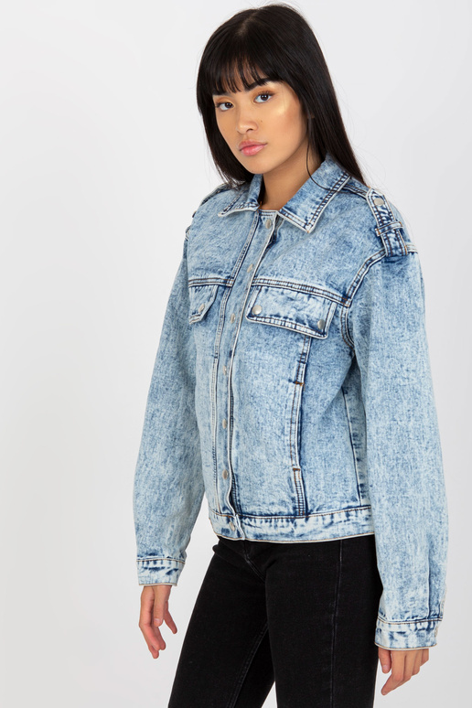 Mėlyna moteriška džinsinė striukė su...