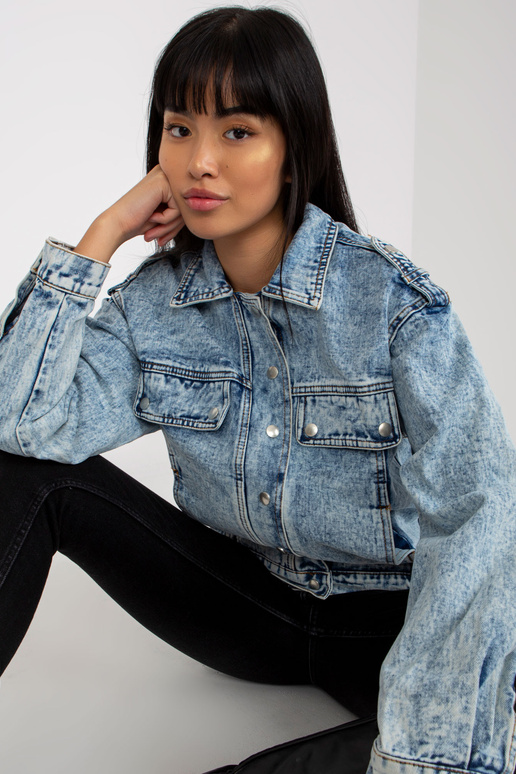 Mėlyna moteriška džinsinė striukė su...