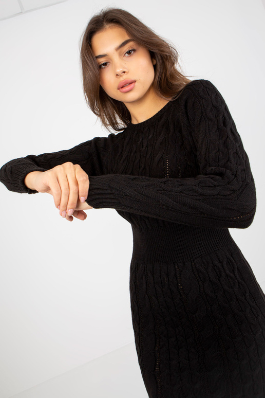 Juoda midi suknelė su skeltuku RUE PARIS