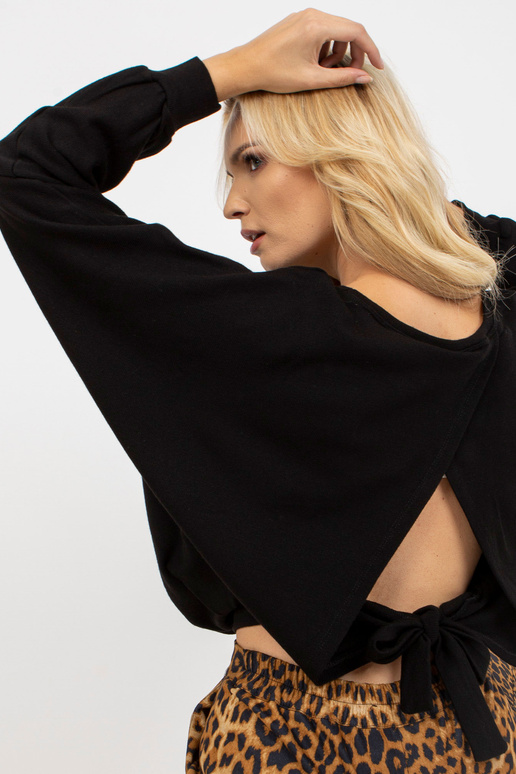 Schwarze Strickbluse su Tie auf dem Rücken OCH BELLA